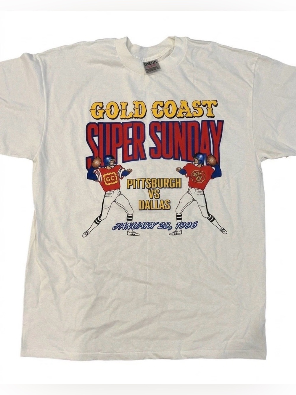 VTG 1996 Gold Coast Super Bowl Sunday Pittsburgh vs Dallas Oneita XL T-Shirt